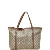 グッチ GGスプリーム トートバッグ 309613 ベージュ ブラウン レザー レディース GUCCI 【中古】